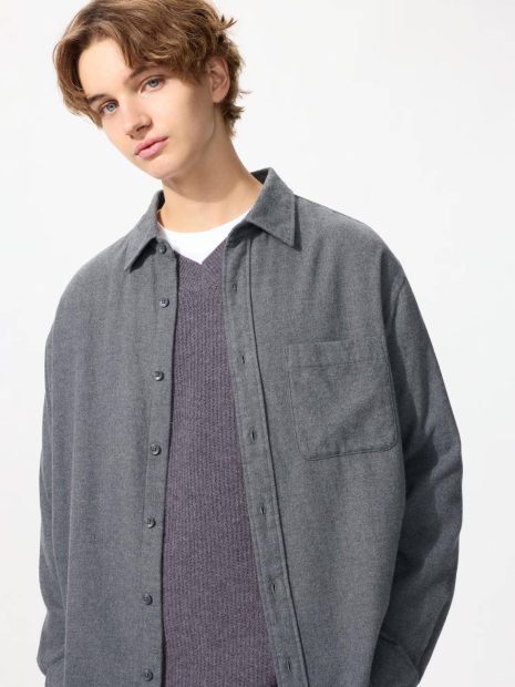 Фланелева сорочка UNIQLO 1159858946 (Сіра M)