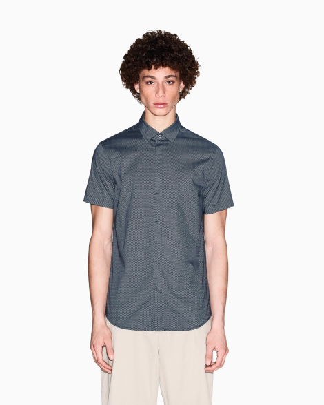 Мужская рубашка ARMANI EXCHANGE короткие рукава 1159859206 (Синий XXL)