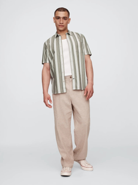 Чоловічі сорочки з короткими рукавами GAP з принтом 1159859256 (Білий/Сірий L)