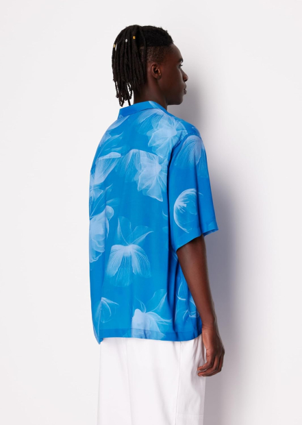 Чоловічі сорочки Armani Exchange з коротким рукавом 1159860019 (Блакитний M)