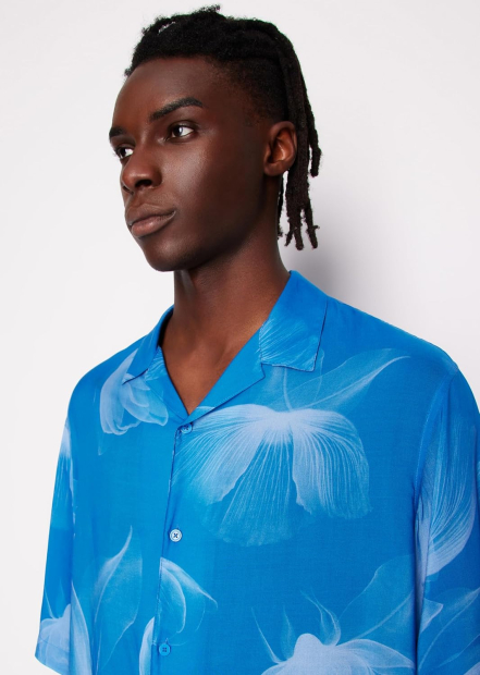 Чоловічі сорочки Armani Exchange з коротким рукавом 1159860019 (Блакитний M)