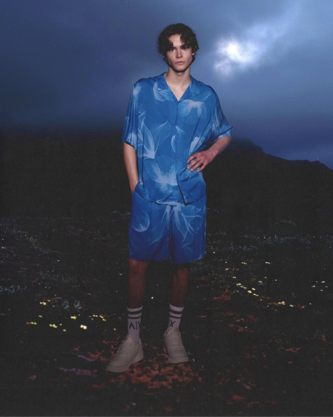 Чоловічі сорочки Armani Exchange з коротким рукавом 1159860019 (Блакитний M)