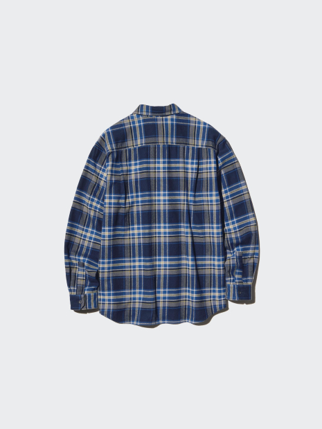 Фланелевая рубашка в клетку UNIQLO 1159860216 (Синий L)