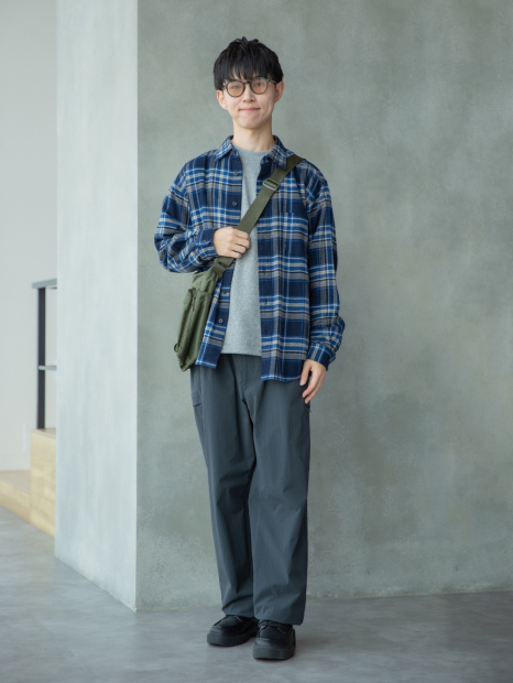 Фланелевая рубашка в клетку UNIQLO 1159860216 (Синий L)