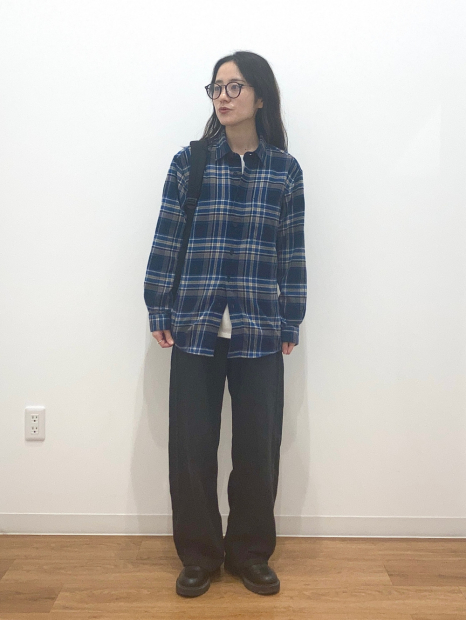 Фланелевая рубашка в клетку UNIQLO 1159860216 (Синий L)