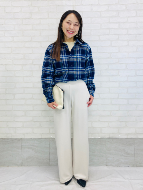 Фланелевая рубашка в клетку UNIQLO 1159860216 (Синий L)