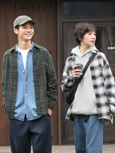 Фланелевая рубашка в клетку UNIQLO 1159860220 (Зеленый L)