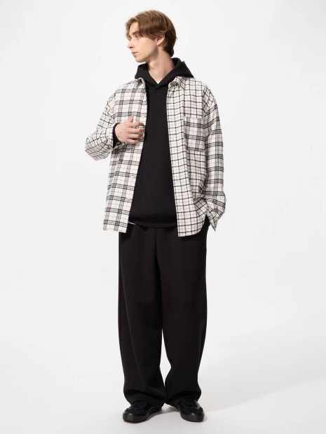 Фланелевая рубашка в клетку UNIQLO 1159860439 (Молочный M)