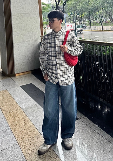 Фланелевая рубашка в клетку UNIQLO 1159860439 (Молочный M)