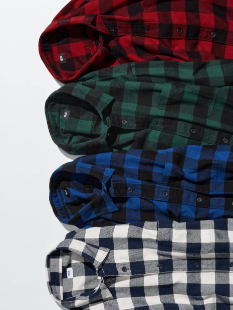 Фланелевая рубашка в клетку UNIQLO 1159860538 (Зеленый M)