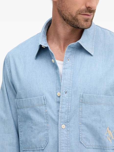 Мужская рубашка Armani Exchange 1159863581 (Голубой XL)