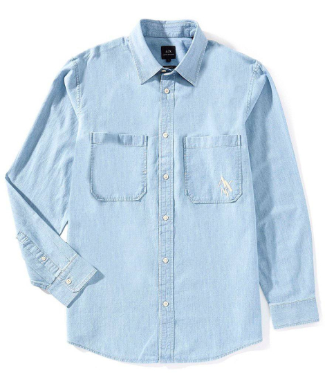 Мужская рубашка Armani Exchange 1159863581 (Голубой XL)