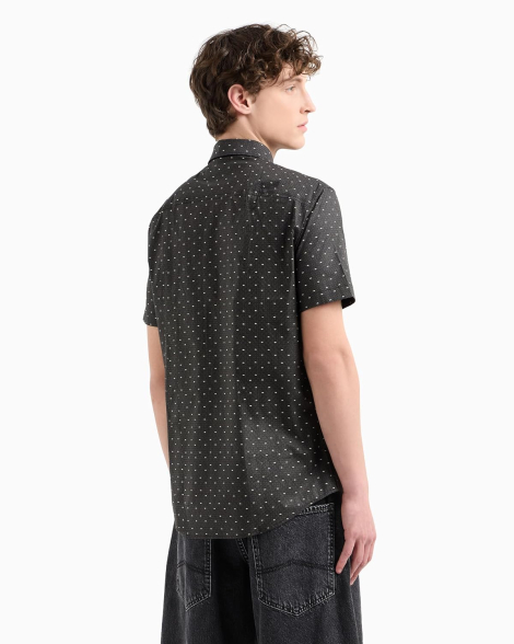 Мужская рубашка Armani Exchange с коротким рукавом 1159863771 (Черный/Серый XXL)