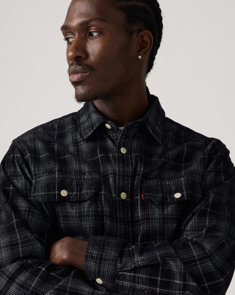 Мужская вельветовая рубашка Levi's 1159864065 (Черный/Белый XL)