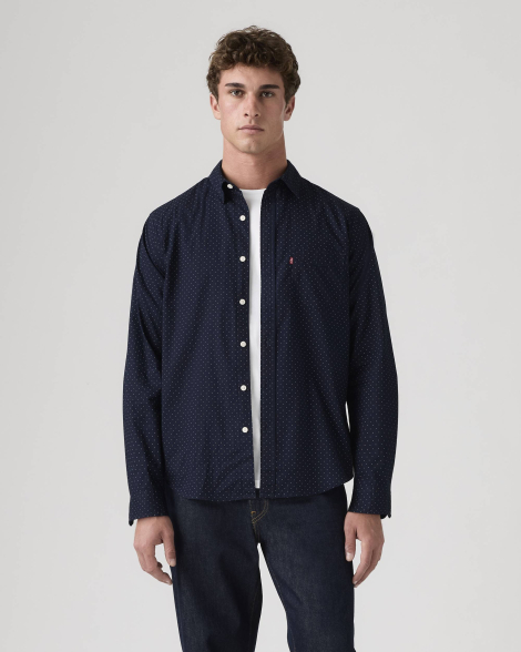 Мужская рубашка Levi's в мелкий горошек 1159864211 (Синий M)