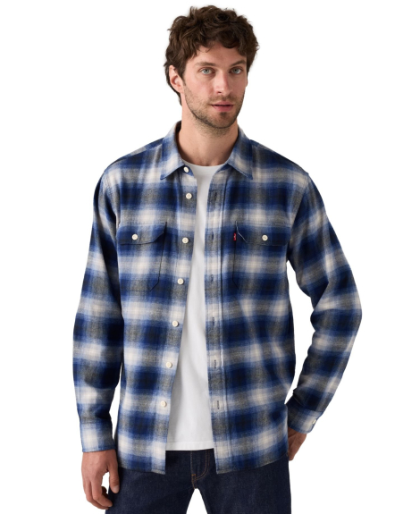 Мужская фланелевая рубашка Levi's в клетку 1159864312 (Синий M)
