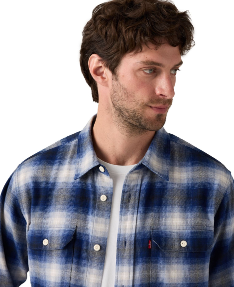 Мужская фланелевая рубашка Levi's в клетку 1159864312 (Синий M)