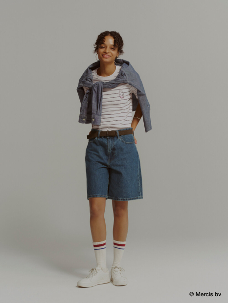Легкая рубашка на пуговицах UNIQLO из ткани шамбре 1159906037 (Синий M)