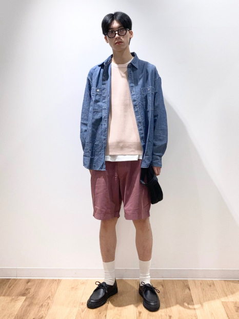 Легкая рубашка на пуговицах UNIQLO из ткани шамбре 1159906037 (Синий M)