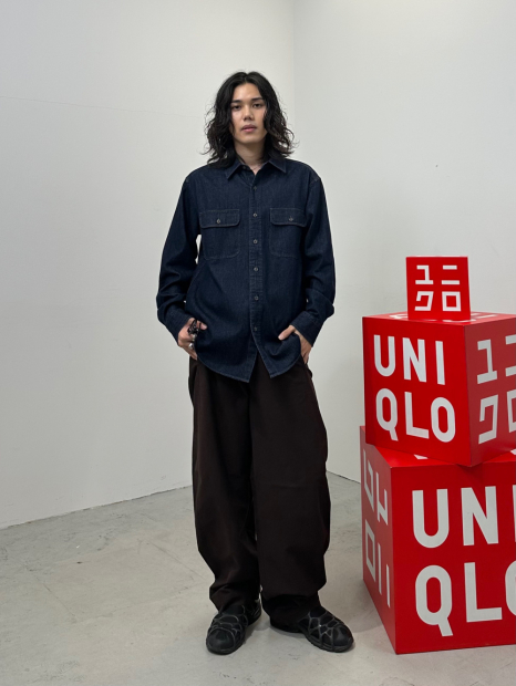 Джинсова сорочка на гудзиках JW Anderson UNIQLO 1159962636 (Синій XL)