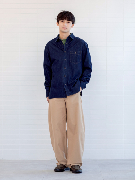 Джинсова сорочка на гудзиках JW Anderson UNIQLO 1159962636 (Синій XL)