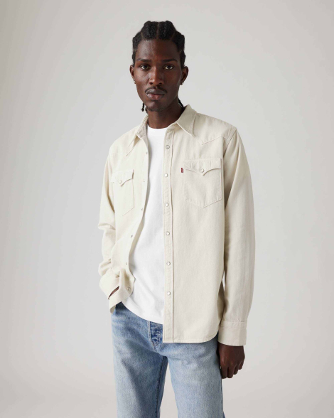 Чоловіча сорочка в стилі вестерн Levi's на кнопках 1160523151 (Молочний XXL)