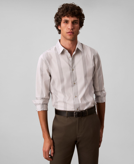 Мужская рубашка Slim Fit Calvin Klein в полоску 1160557855 (Серый XXL)