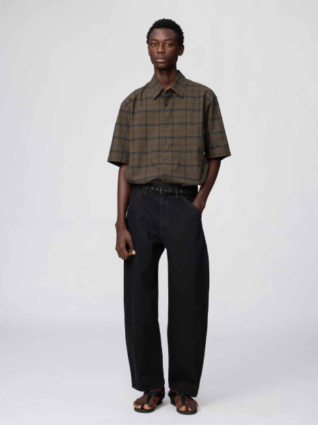 Сорочка в клітку UNIQLO з короткими рукавами 1160739271 (Коричневий M)
