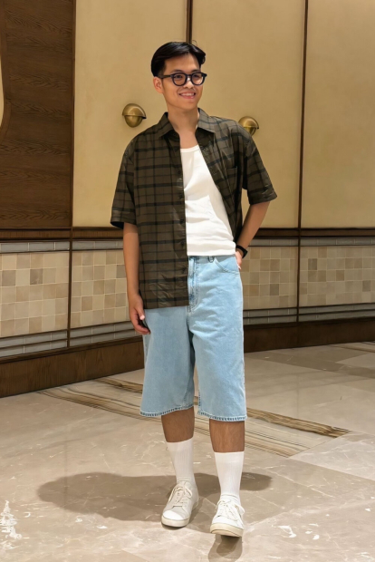 Сорочка в клітку UNIQLO з короткими рукавами 1160739271 (Коричневий M)