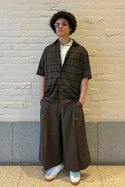 Сорочка в клітку UNIQLO з короткими рукавами 1160739271 (Коричневий M)