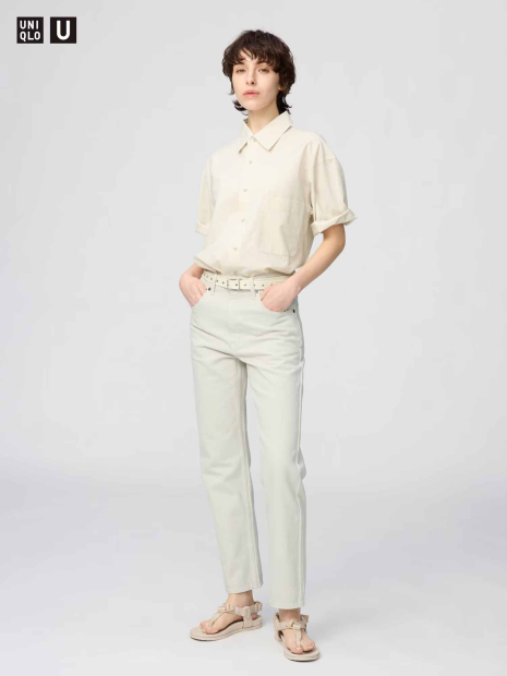 Сорочка UNIQLO з короткими рукавами 1160765030 (Молочний XXL)