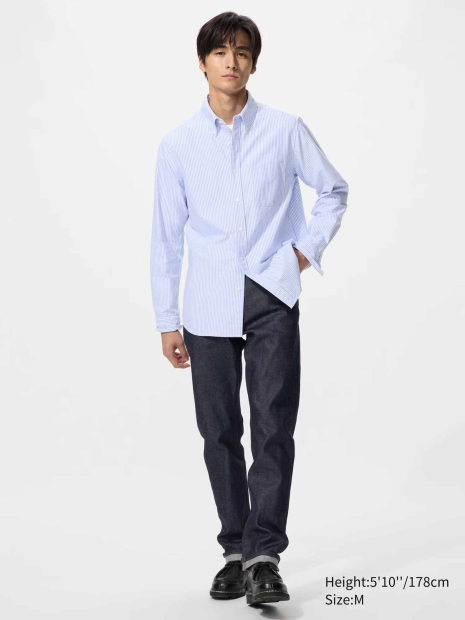 Сорочка в смужку UNIQLO 1160780160 (Білий/Блакитний 3XL)