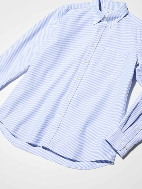 Сорочка в смужку UNIQLO 1160780160 (Білий/Блакитний 3XL)