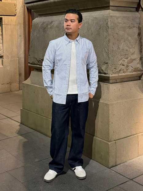 Сорочка в смужку UNIQLO 1160780160 (Білий/Блакитний 3XL)