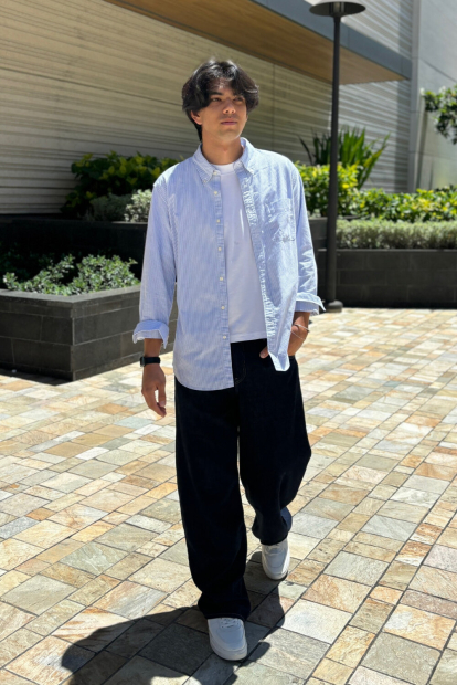 Сорочка в смужку UNIQLO 1160780160 (Білий/Блакитний 3XL)