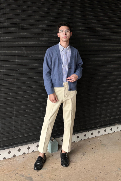 Сорочка в смужку UNIQLO 1160780160 (Білий/Блакитний 3XL)