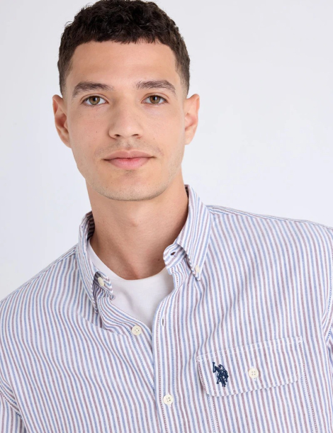 Мужская рубашка U.S. Polo Assn в полоску 1160784721 (Разные цвета S)