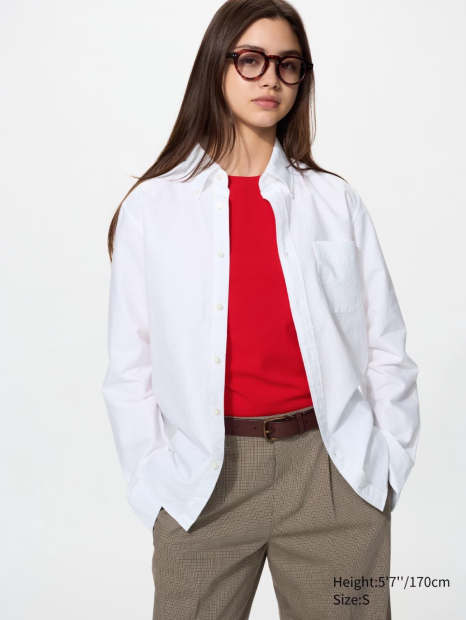 Рубашка UNIQLO с карманом 1161333177 (Белый 3XL)