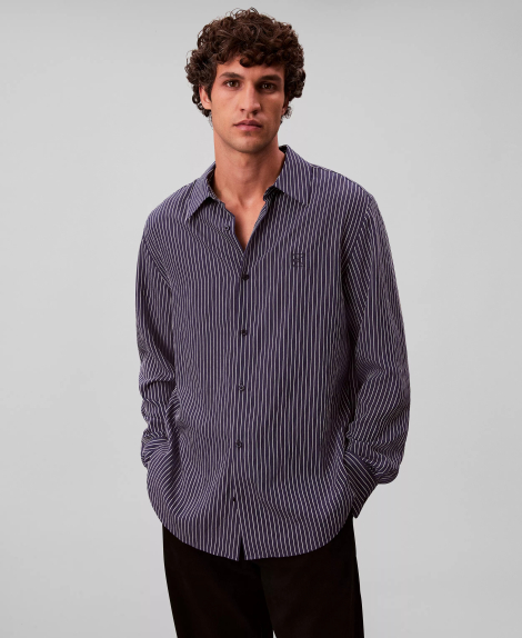Мужская рубашка Easy Fit Calvin Klein в полоску 1161486353 (Синий M)