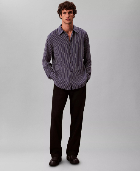Мужская рубашка Easy Fit Calvin Klein в полоску 1161486353 (Синий M)