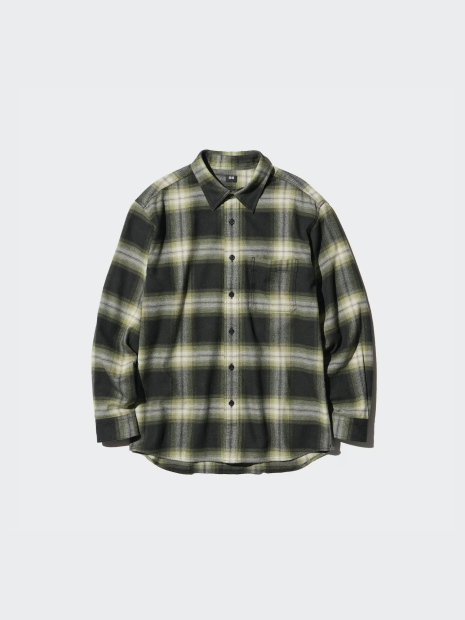 Фланелевая рубашка в клетку UNIQLO 1162143292 (Зеленый XL)