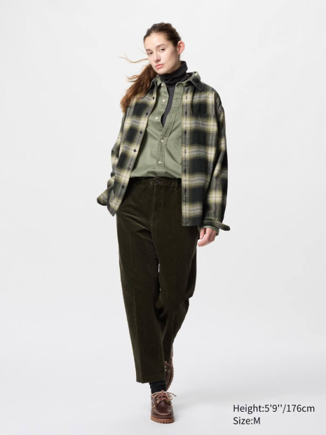 Фланелевая рубашка в клетку UNIQLO 1162143292 (Зеленый XL)