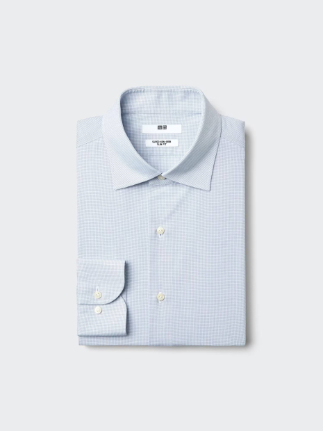 Рубашка в клетку UNIQLO 1162799497 (Голубой 3XL)