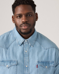 Мужская рубашка в стиле вестерн Levi's на кнопках 1159840264 (Голубой L)