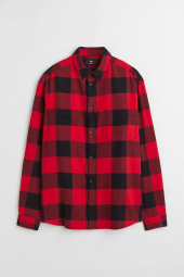 Мужская фланелевая рубашка H&M в клетку 1159841806 (Красный M)