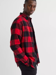 Мужская фланелевая рубашка H&M в клетку 1159841806 (Красный M)