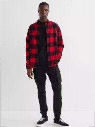 Мужская фланелевая рубашка H&M в клетку 1159841806 (Красный M)