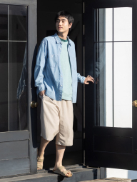 Рубашка из шамбре UNIQLO 1159843104 (Голубой 3XL)