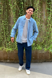 Рубашка из шамбре UNIQLO 1159843104 (Голубой 3XL)