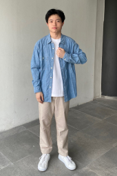 Рубашка из шамбре UNIQLO 1159843104 (Голубой 3XL)